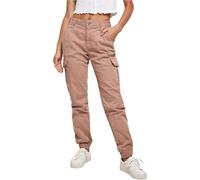 URBAN CLASSICS Combat Cargo Trousers for Women, Cargo Joggers Trousers for Women, Stretch Casual High-Waist Cargo Trousers, Combat Casual Trousers, Colour: Duskrose, Size: 29