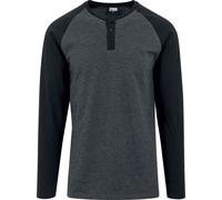 Urban Classics Contrast Raglan Henley L/S Long-sleeve Shirt charcoal black XL