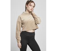Urban Classics Damen Hoodie Ladies Cropped Velvet Oversized Hoody Softtaupe