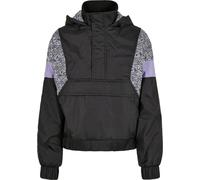 Urban Classics Damen Jacke Ladies AOP Mixed Pull Over Jacket Black/Zebra