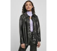 Urban Classics Women's Ladies Faux Leather Overshirt Shirt, Black, M