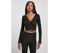 Urban Classics Damen Ladies Cropped Rib Wrapped Longsleeve Black