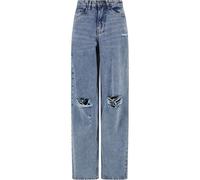 Urban Classics Damen Ladies Distressed 90's Wide Leg Denim Pants TB6155