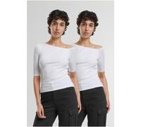 Urban Classics Damen Ladies Organic Asymmetric Rib Tee 2-Pack TB7096A