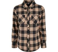 Urban Classics Damen Ladies Turnup Checked Flanell Shirt Black/Softtaupe