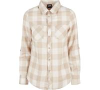 Urban Classics Damen Ladies Turnup Checked Flanell Shirt Whitesand/Lighttaupe