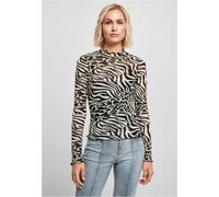 Urban Classics Damen Longsleeve Ladies AOP Mesh Turtleneck Longsleeve White/Blac