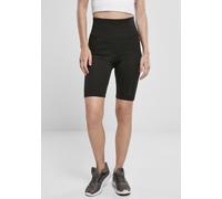 Urban Classics Damen Shorts Ladies High Waist Branded Cycle Shorts Black/Black