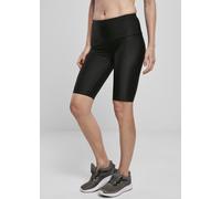 Urban Classics Damen Shorts Ladies High Waist Shiny Rib Cycle Shorts Black