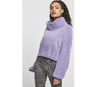 Urban Classics Damen Sweatshirt Ladies Short Chenille Turtleneck Sweater Lavende
