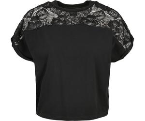 Urban Classics Damen T-Shirt Ladies Short Oversized Lace Tee Black