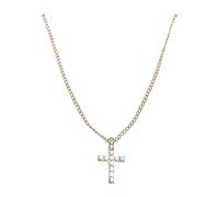 Urban Classics Diamond Cross Necklace Cuff Links, Gold, One Size