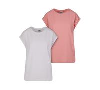 Urban Classics Womens Short Sleeve T-Shirt Units Ladies Extended Shoulder Tee 2-Pack, Pink, L UK