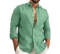Urban Classics Fashion Simple Men Cotton Hemp Shirts - Long Sleeve Formal Business Casual Work Button Down Solid Shirt Top in Assorted Colours