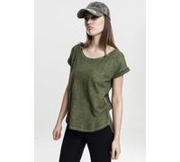 Urban Classics Female Shirt Ladies Long Back Shaped Spray Dye Tee Olive