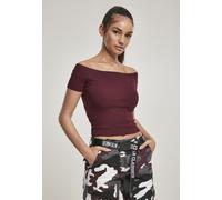 Urban Classics Female Shirt Ladies Off Shoulder Rib Tee Redwine