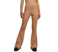 Urban Classics Flared Rib Knit Leggings Beige XL Women
