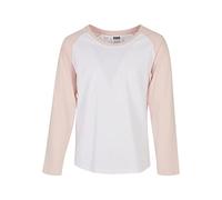 Urban Classics Girl's Contrast Raglan Long Sleeve T-Shirt, White/Pink, 134 cm/140 cm