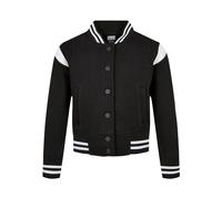 Urban Classics Girl's Inset College Sweat Jacket, Black/White, 122/128