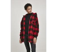 Urban Classics Ladies Hooded Oversized Check Sherpa Jacket Winter Jacket red black L
