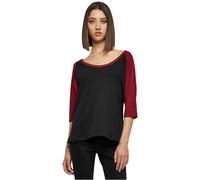 Urban Classics Women's Ladies 3/4 Contrast Raglan Tee T-Shirt, Blk/Burgundy, S