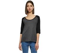Urban Classics Women's Ladies 3/4 Contrast Raglan Tee T-Shirt, Charcoal/Black, S