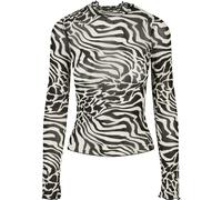 Urban Classics Ladies AOP Mesh Turtleneck Longsleeve Pullover Shirt Zebra Print