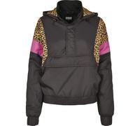 Urban Classics Ladies AOP Mixed Pull Over Jacket Gray Leo Pink Lined Women