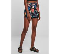 Urban Classics - Ladies AOP Viscose Resort Blackfruity - Shorts - black - XS - 100% Viscose XS