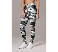Urban Classics Women's Camouflage Leggings Comfortable Sport Pants, Stretchy Workout Trousers with Military Print, Regular Skinny Fit, Snow Camo, XS