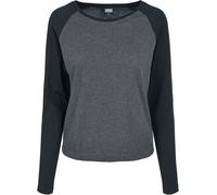 Urban Classics Ladies Contrast Raglan Longsleeve Long-sleeve Shirt charcoal black XXL