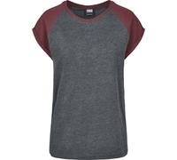 Urban Classics Women's Ladies Contrast Raglan Tee T-Shirt, Multicolour (Charcoal/Redwine 02252), Xx-Large