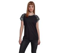 Urban Classics Women's Contrast Raglan Tee T-Shirt, Mehrfarbig (Black/Darkcamo 01308), M