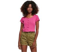 Urban Classics Ladies Cropped Button Up Rib Tee T-Shirt Top Blouse Top Woman
