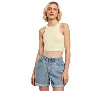 Urban Classics Ladies Cropped Rib Top Ribbed Top for Women Short Cut Slim Fit Sizes XS-5XL, Soft Yellow, 3XL