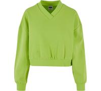Urban Classics Ladies Cropped V-Neck Women Sweater Fleece Oversize Belly-Free