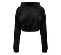 Urban Classics Ladies Cropped Velvet Oversized Hoody Black size S | Hoodies Outlet | Women | Black S