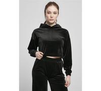Urban Classics Ladies Cropped Velvet Oversized Hoody Pullover Sweater Belly-Free