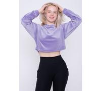 Urban Classics - Ladies Cropped Velvet Oversized Lavender - Hoodie - purple - XS - 95% Polyester, 5% Elastane XS