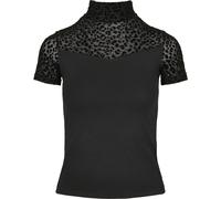 Urban Classics Ladies Flock Lace Turtleneck Tee T-shirt Top Transparent Net Leo