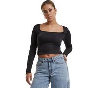 Glitter Long Sleeve Scoop Neck Cropped Top Urban Classics Black XXL