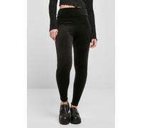 Urban Classics Women's high Waist Ribbed Velvet Leggings Yoga Pants, Black, S