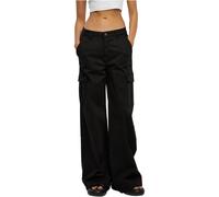 Urban Classics Ladies High Waist Wide Leg Twill Cargo Pants with Pockets Loose