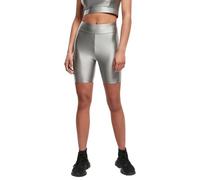 Urban Classics Ladies Highwaist Shiny Metallic Cycle Shorts, darksilver, M