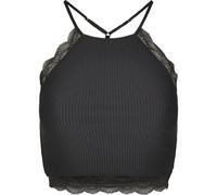 Urban Classics Ladies Laces String Rib Top Lace Women Black Crop