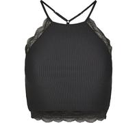 Urban Classics Ladies Laces String Rib Top Lace Women Black Crop