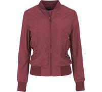 Urban Classics Women's Lightweight Bomber Jacket - Ribbed Cuffs, Zipper & Pockets - Burgundy XL