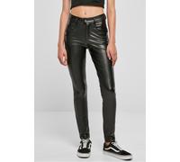Urban Classics - Ladies Mid Waist Synthetic Leather Black - Pants - black - W27 - 100% Cotton W27