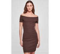 Urban Classics - Ladies Off Shoulder Rib Brown - Dress - brown - XL - 97% Cotton, 3% Elastane,Jersey XL