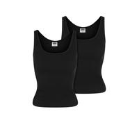 Urban Classics Women's Ladies Organic Basic Rib Top 2 Pack Undershirt, Black+Black, XL